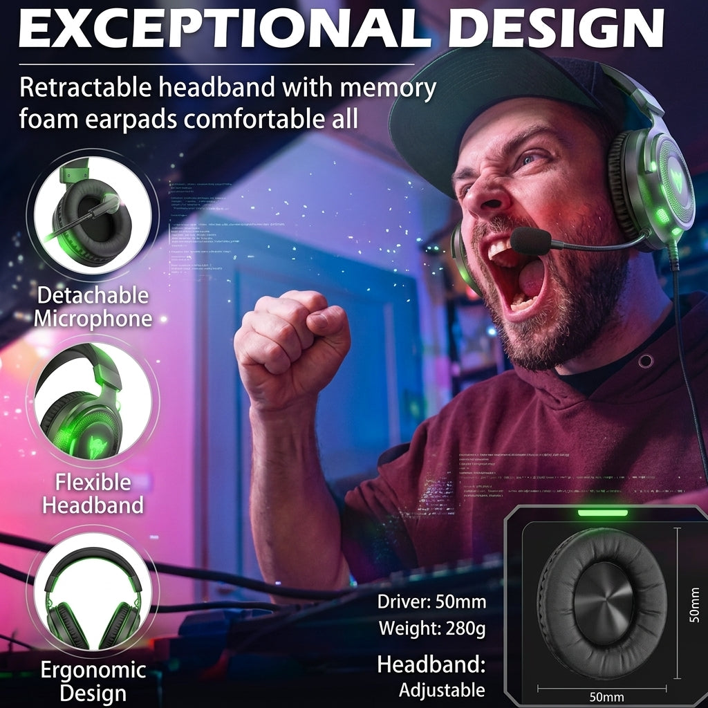 EKSA Pro 2-in-1 Gaming Headset – 7.1 Surround Sound