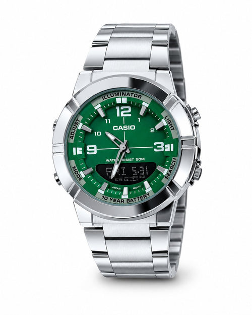 Casio Illuminator Analog-Digital Stainless Steel Watch – 50M Water Resistant