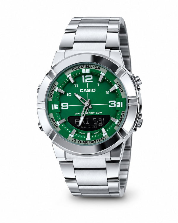 Casio Illuminator Analog-Digital Stainless Steel Watch – 50M Water Resistant